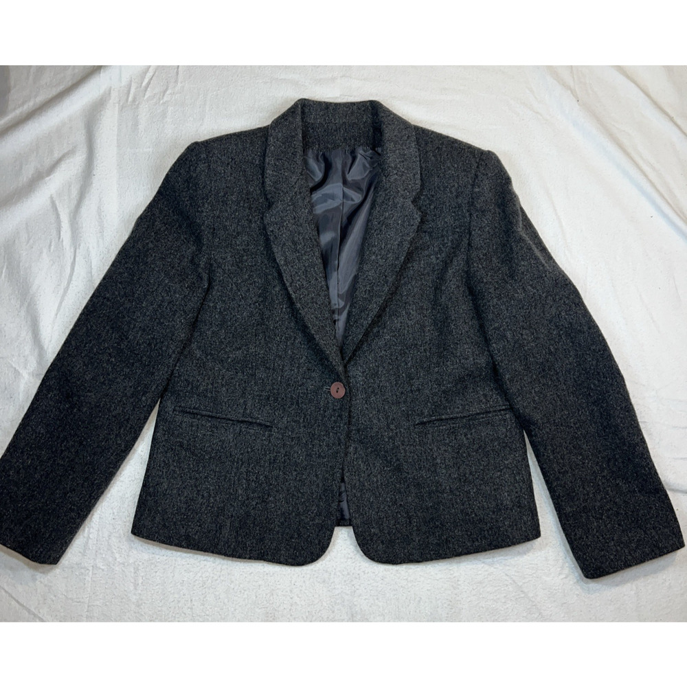 Classic Wall Blazer Notched Lapel Lined Women’s Large Career Ready Heathered Gra